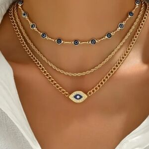 Gold Evil Eye Layered Necklace